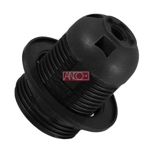 Lamp holder with ring E27, black