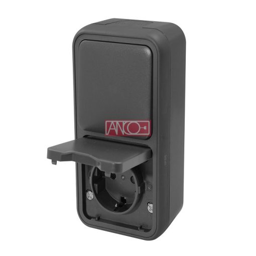 Surface socket + switch, IP55, anthracite