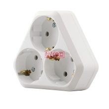 3-way earthed adapter, 250V, 16A