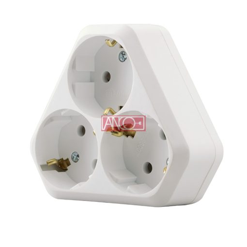 3-way earthed adapter, 250V, 16A