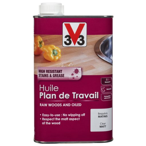 V33 oil for kitchen countertops 0,5l, transparent, matt.