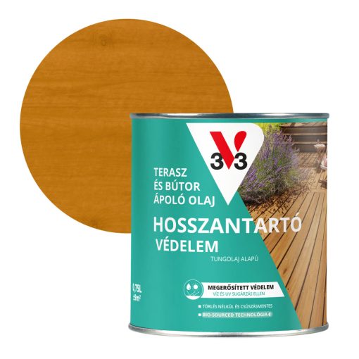 V33 Terasz és kerti bútor ápoló olaj 0,75l, Világos tölgy
