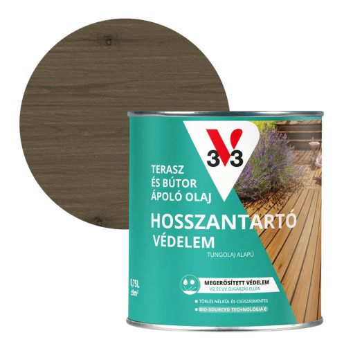 V33 Terasz és kerti bútor ápoló olaj 0,75l, Füstszürke