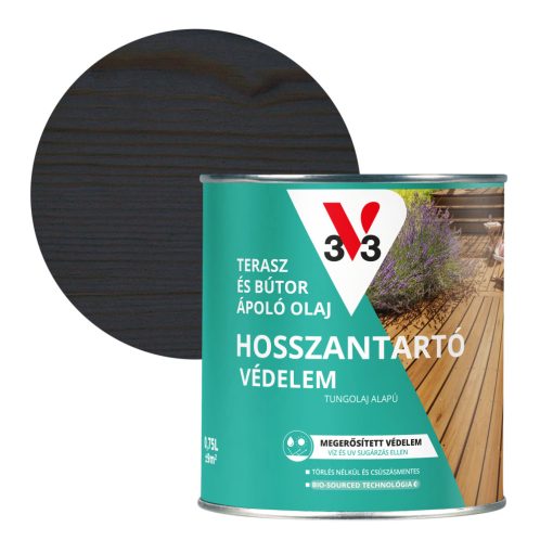 V33 Terasz és kerti bútor ápoló olaj 0,75l, félig áttetsző, Antracit