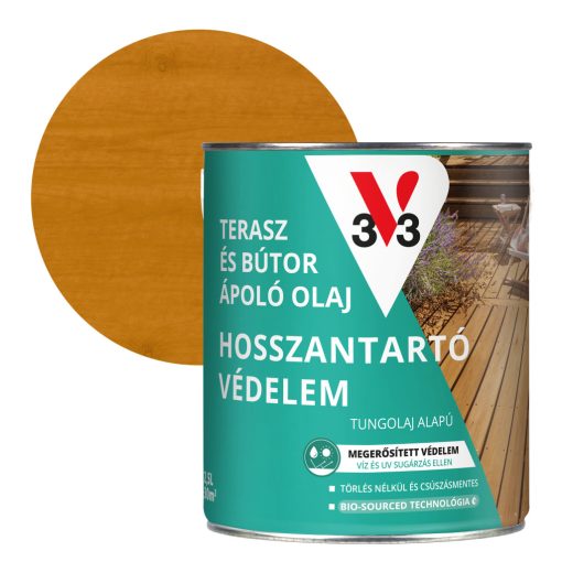 V33 Terasz és kerti bútor ápoló olaj 2,5l, Világos tölgy