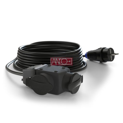 Hosszabbító gumi kábel 10m +elosztó