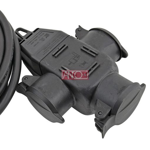 Hosszabbító gumi kábel 20m +elosztó