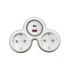 2-es elosztó dugalj USB töltővel A+C