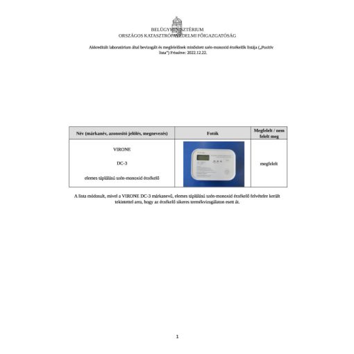 Szénmonoxid érzékelő LCD kijelzővel