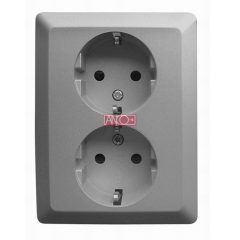 Olympic 2-es földelt dugalj antracit