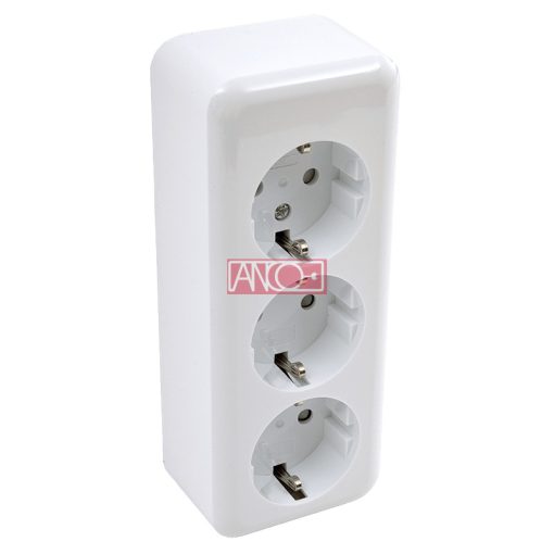 Austin triple grounding socket, white
