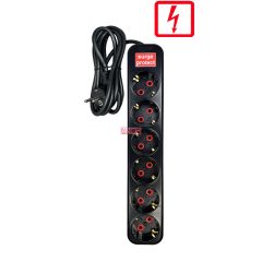 6-way  socket outlet with surge protection, 2m