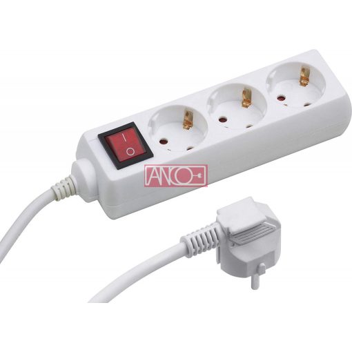 Table socket 3 way with switch, 3m
