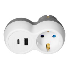 Földelt elosztó  2 USB A+C csatlakozóval
