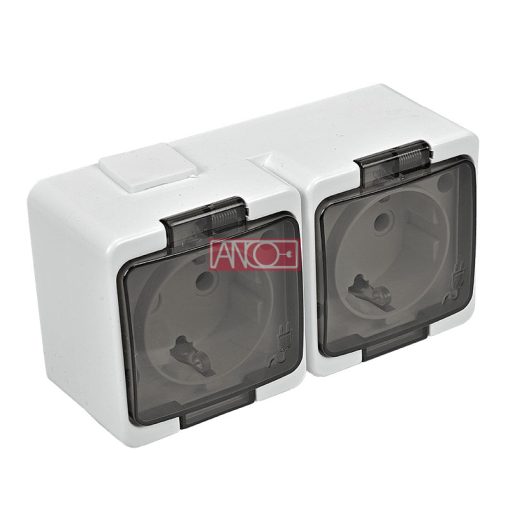 Junior grounding double socket, IP44