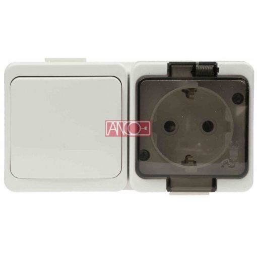 Junior horizontal switch + socket, IP44