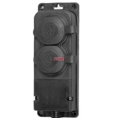 2 extension sockets, rubber, IP44