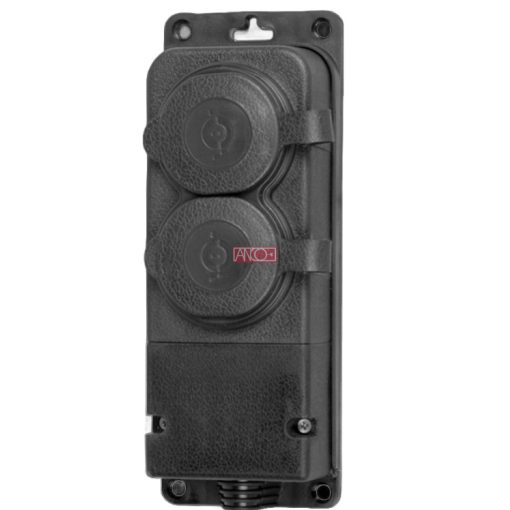 2 extension sockets, rubber, IP44
