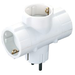 3-as földelt T elosztó, fehér