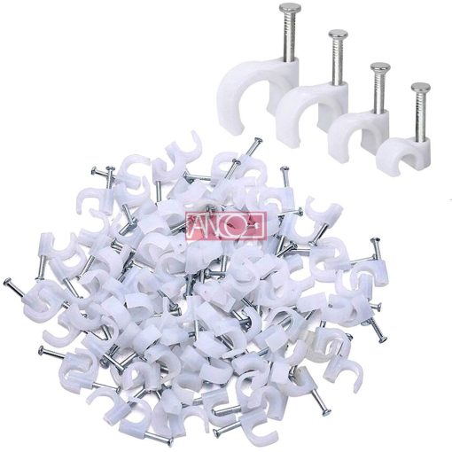 Cable clips 4-7 mm, white, 100 pcs