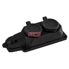 2-way extension socket, rubber, IP44