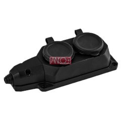 2-way extension socket, rubber, IP44