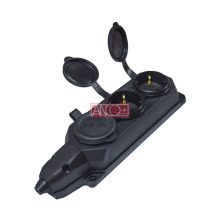 3-way extension socket, rubber, IP44