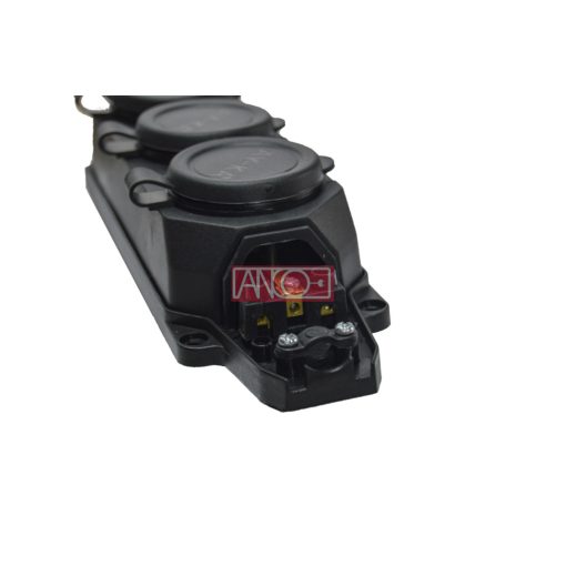 3-way extension socket, rubber, IP44