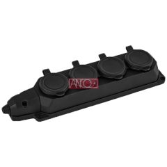 4-way extension socket, rubber, IP44