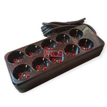 10-way  socket outlet, 2m, black