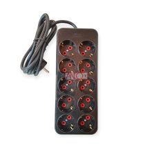 10-way  socket outlet, 2m, black