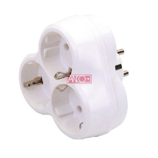 3-way earthed adapter, 250V, 16A