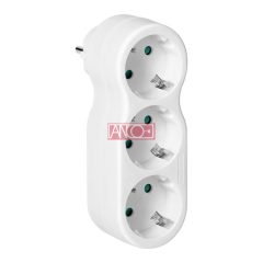 3-way earthed adapter, 250V, 16A, white