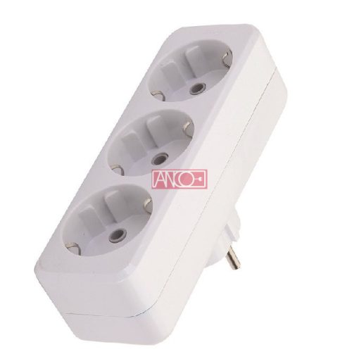 3-way earthed adapter, 250V, 16A, white