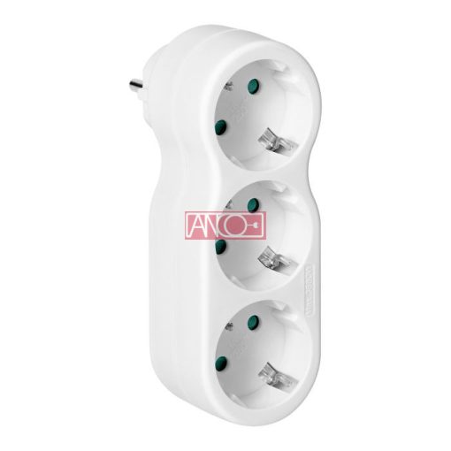 3-way earthed adapter, 250V, 16A, white