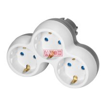 3-way adaptor, white-grey
