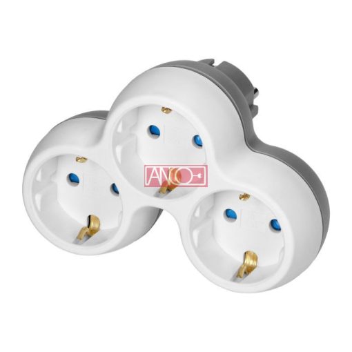 3-way adaptor, white-grey