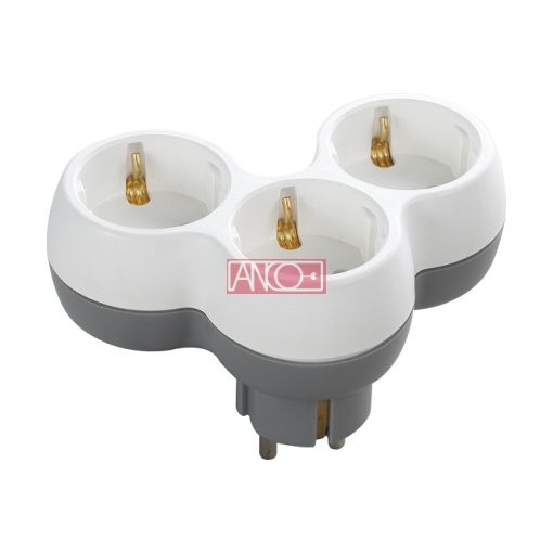3-way adaptor, white-grey