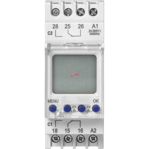 Digitális időkapcsoló, heti, 2 csatornás