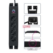 Table socket 4-way with switch, 2m