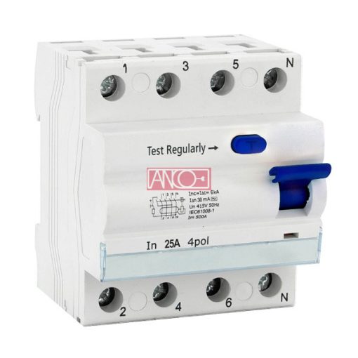 RCCB 4P 25A 0,03A 6kA 