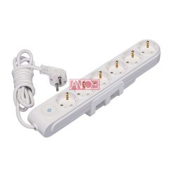 Table socket 6 way with switch, 2m